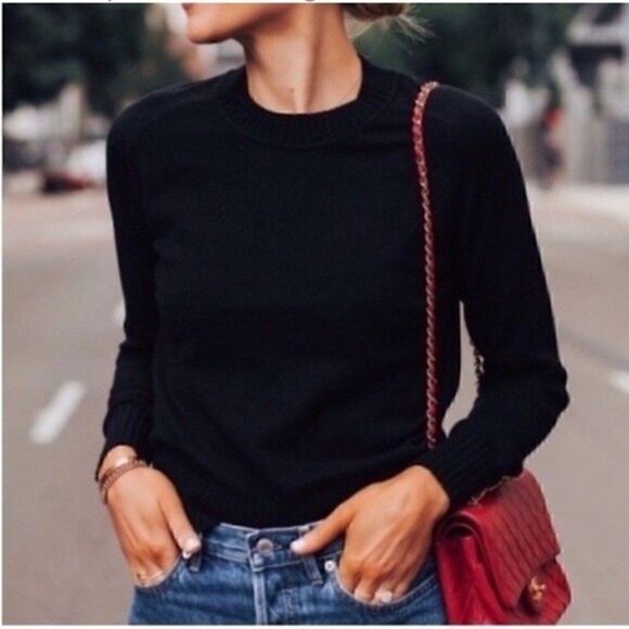 & NEW Everlane The Cashmere Crew Sweater Black Small - Picture 1 of 6